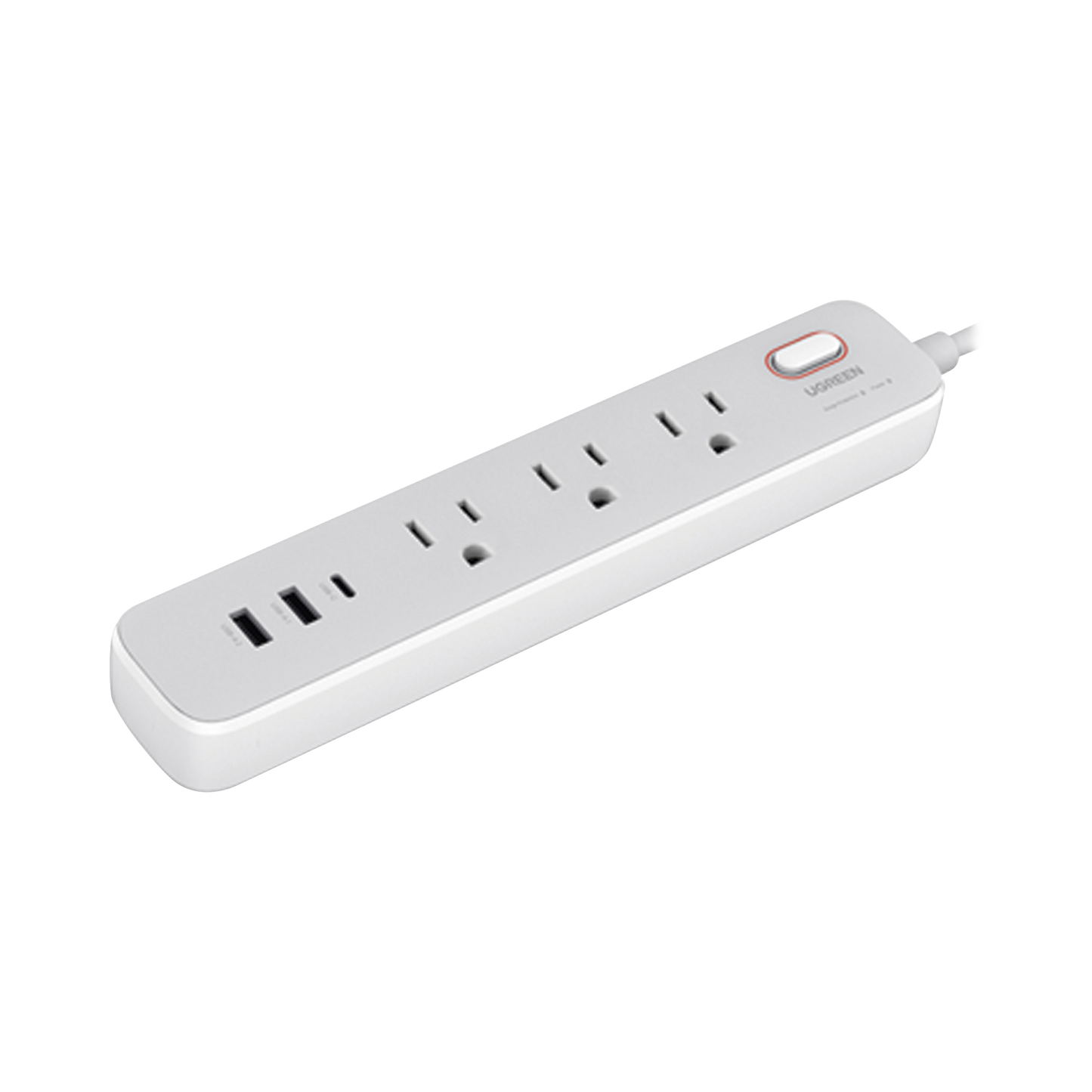 Regleta de Alimentación 30W 2 USB-A + 1 USB-C + 3 Salidas AC / Carga de Alta Velocidad / Salida USB-C PD de 30W (GaN) / Salidas AC Tipo B / Protección Contra Sobretensiones / 6 en 1