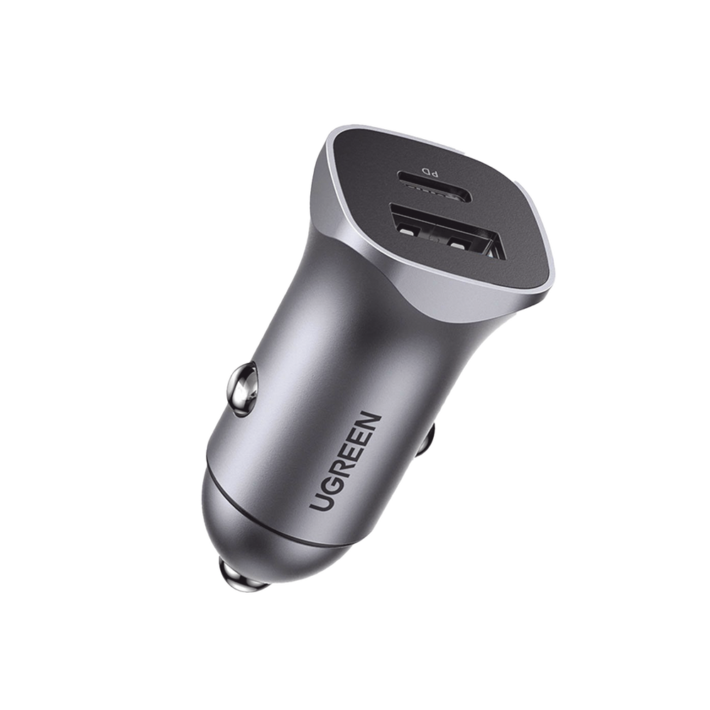 Cargador de Auto 30W | 2 Puertos USB-A y USB-C | Carga R�pida | Compatible con Veh�culos de 12 y 24 VCD | PD3.0, QC4.0, SCP, PPS | Indicador Led | Dise�o Compacto | Chip Inteligente | Caja de Aluminio