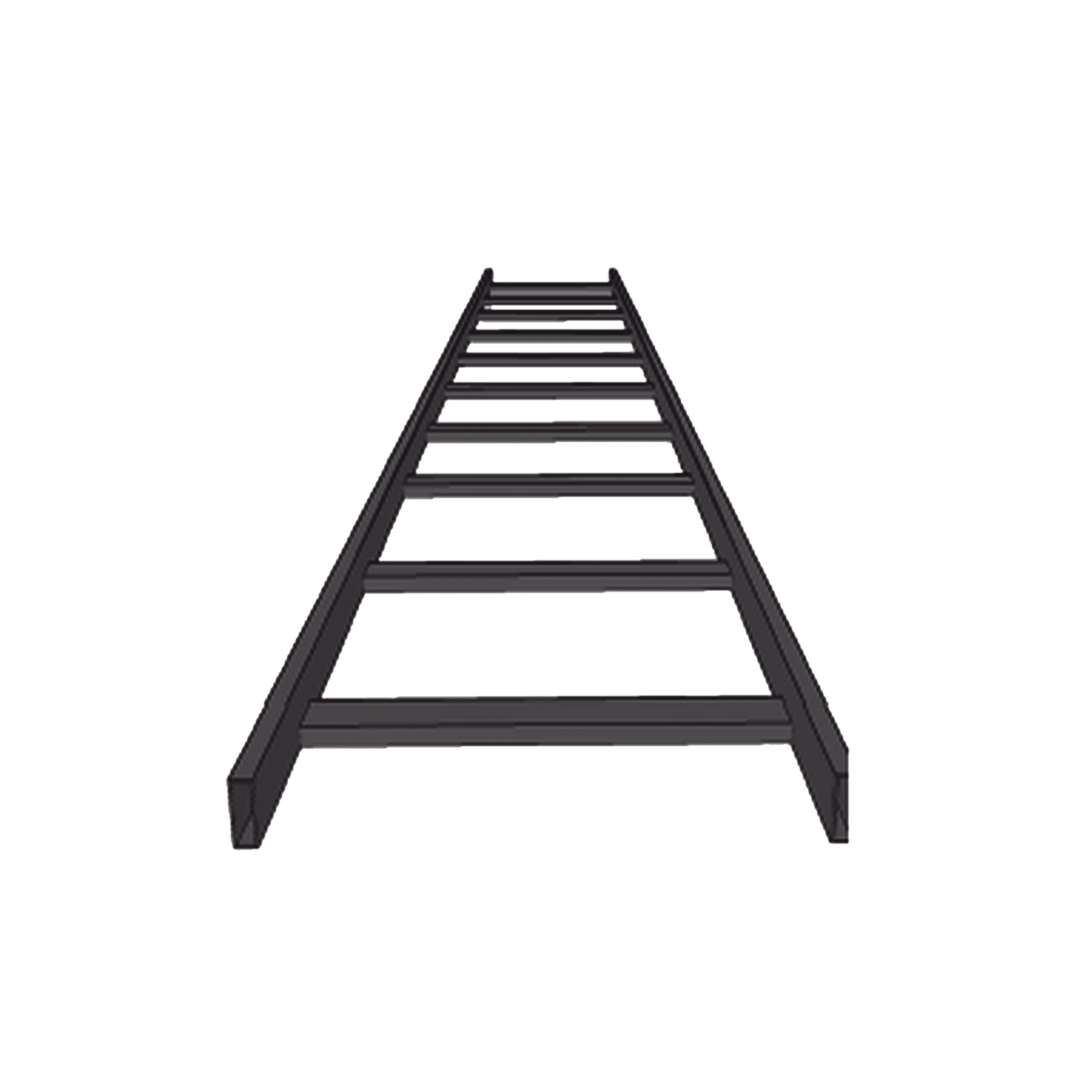 Escalera Tubular de 1.5" de Peralte y 12" de Ancho y 3.05 Metros de Largo, Pintura Epóxica Color Negro, Ideal Para Utilizarse en Centros de Datos o Cuartos de Telecomunicacionesl, incluye Coples y Tornillería