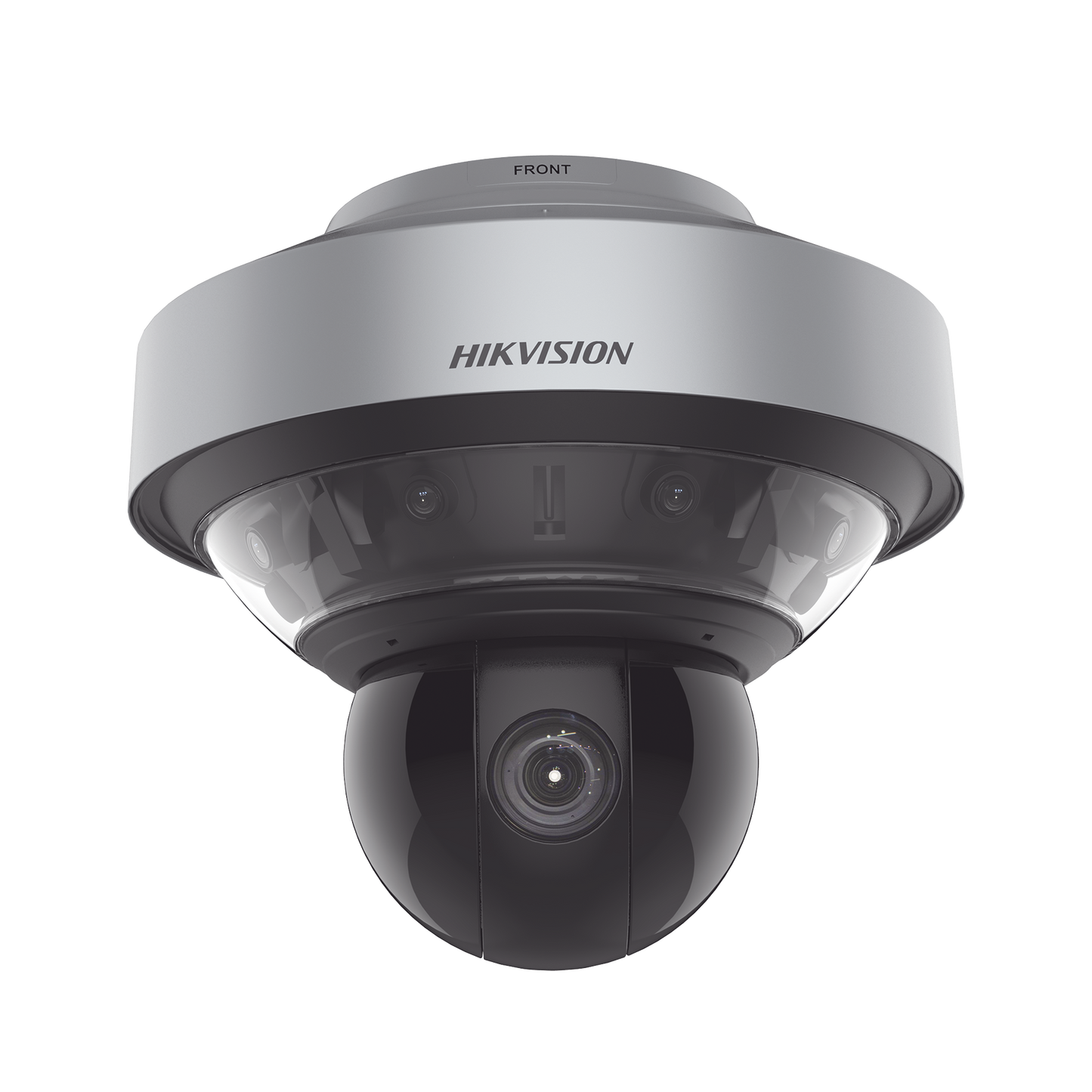 Domo PanoVu series / Vista Panorámica 180° / 4 Lentes de 4 Megapixel + PTZ 4 Megapixel de 40X Zoom / Posicionamiento 3D / IP67 / IK10 / WDR 120 dB / EIS / Autoseguimiento / 250 mts IR / 36 VCD