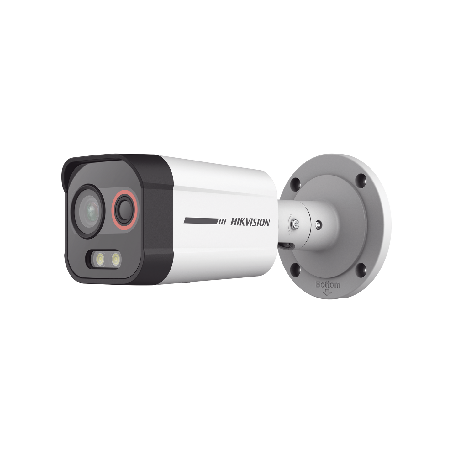 Cámara Bala IP Térmica y Óptica Biespectral / Detección Térmica de Incendios y Humos / Medición de Temperaturas / Alcance hasta 20.3 m / Térmica 96 x 72 / Óptica 4 MP ColorVu / IP67 / Audio y Alarma