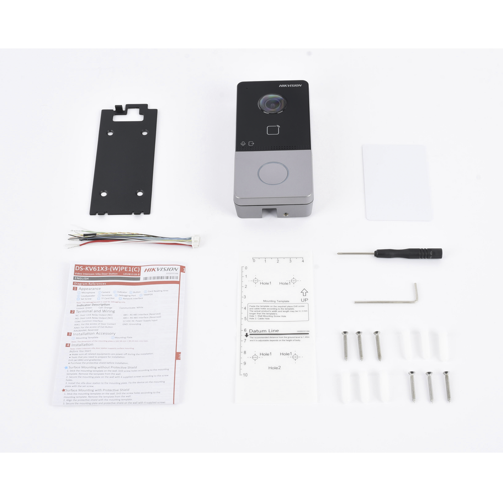 Videoportero IP 2 Megapixel / PoE Estandar / IP65 / Apertura desde Hik-connect / Soporta 1 Departamento y Hasta 6 Monitores / Soporta Tarjetas Mifare / 1 Salida Relay