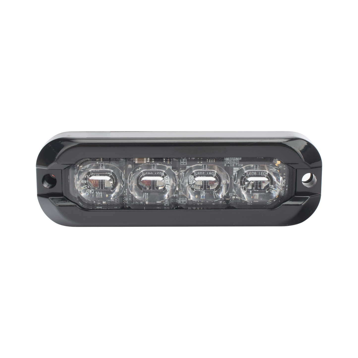 Luz Auxiliar Flexible 8 LED, Rojo / Azul, Bisel Negro, Lente Transparente
