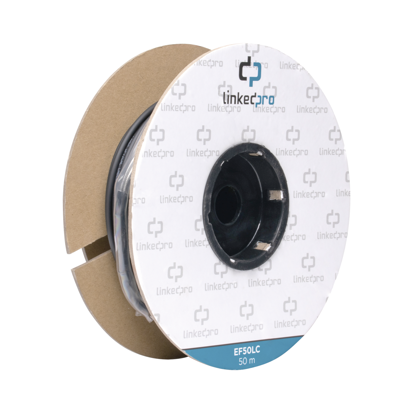 Carrete de Fibra Óptica Monomodo con Conectores LC-LC Duplex, Reforzada con Kevlar, de 50 metros, Para instalaciones subterráneas por tubería