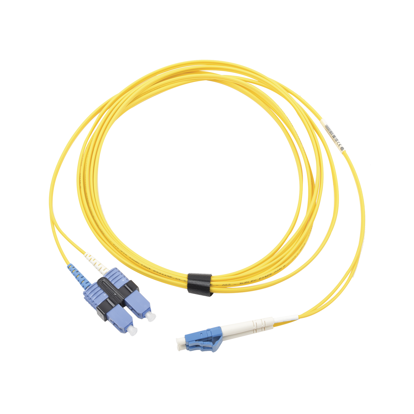 Jumper de Fibra Óptica Monomodo (OS2), XGLO, LC/UPC-SC/UPC Duplex, OFNR, Color Amarillo, 10 Metros