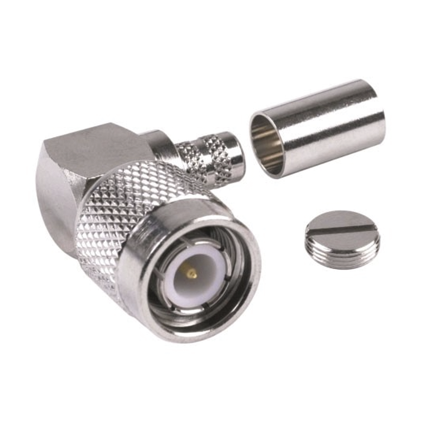 Conector TNC Macho en Ángulo Recto para Cable RG-8/X, LMR-240, Níquel/ Oro/ Teflón.�??