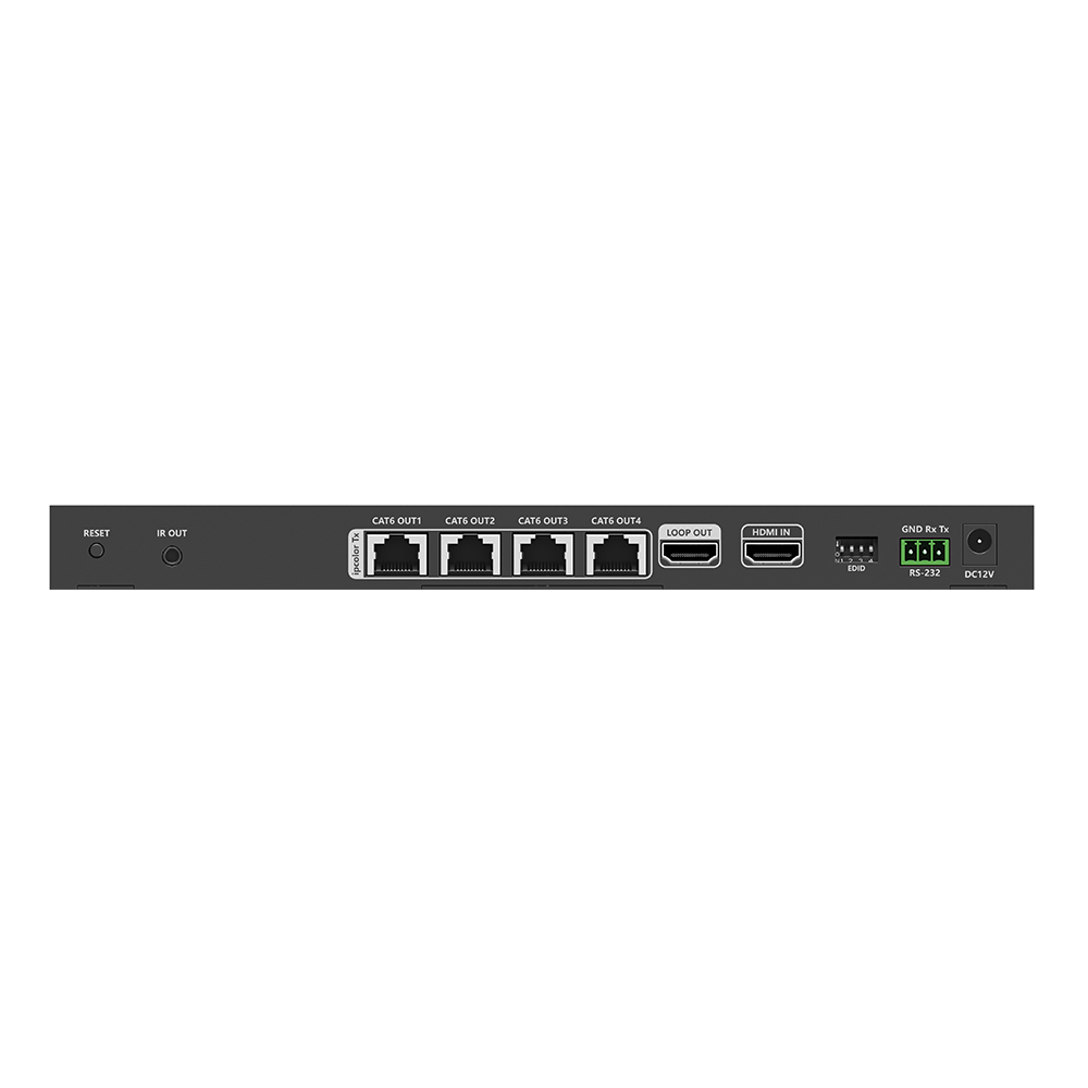 Kit Divisor y Extensor HDMI | 1x4 | Hasta 70 m |Resolución 4K @ 60 Hz | Cat 6/6a/7 | IPCOLOR | CERO LATENCIA | Puerto S/PDIF | EDID | RS232 | Salida Loop / PoC