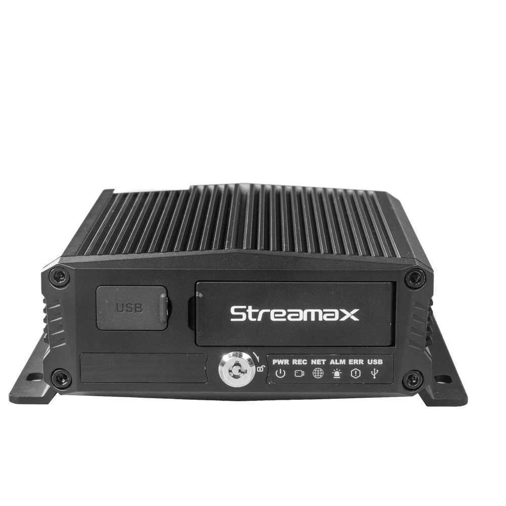 DVR Móvil / Multiplataforma / 4 Canales AHD + 2 canales IP/ Almacenamiento en Memoria Micro SD / H.265 / Chip IA Embebido / Soporta 4G / GPS