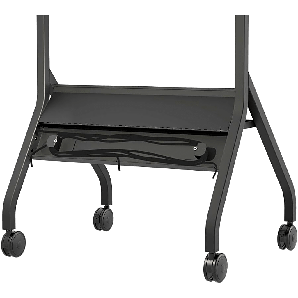 Carro Móvil para Pantalla Plana / 43" a 75"+ Displays / Altura Ajustable 49.8"-65.8" (126.5-167.1 cm) / Capacidad 150 lb (68 kg) / 4 Ruedas Dobles 4" (102 mm) / Gestión de Cableado Interno / Estructura Tubular / Incl