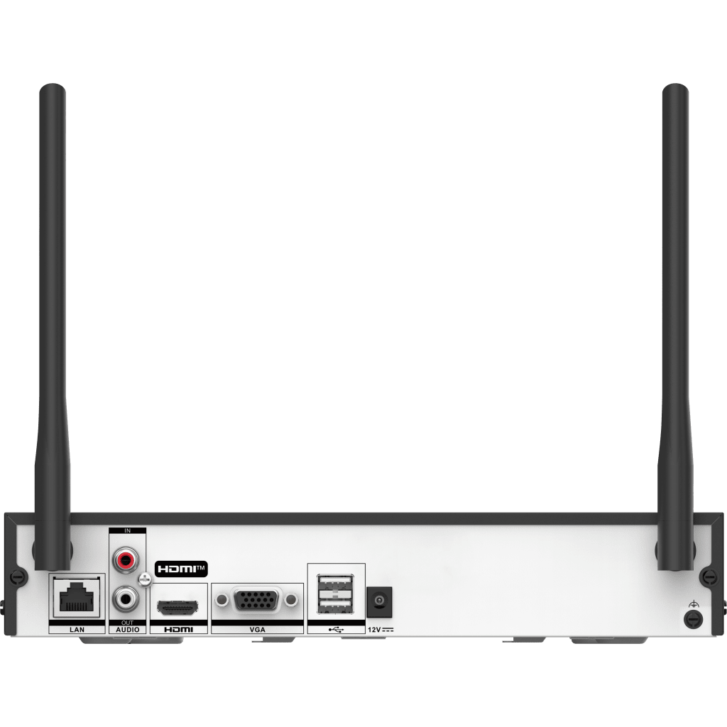 NVR 4 Megapixel / 4 canales IP / 1 Bahía de Disco Duro / 2 Antenas Wi-Fi / Salida de Vídeo Full HD