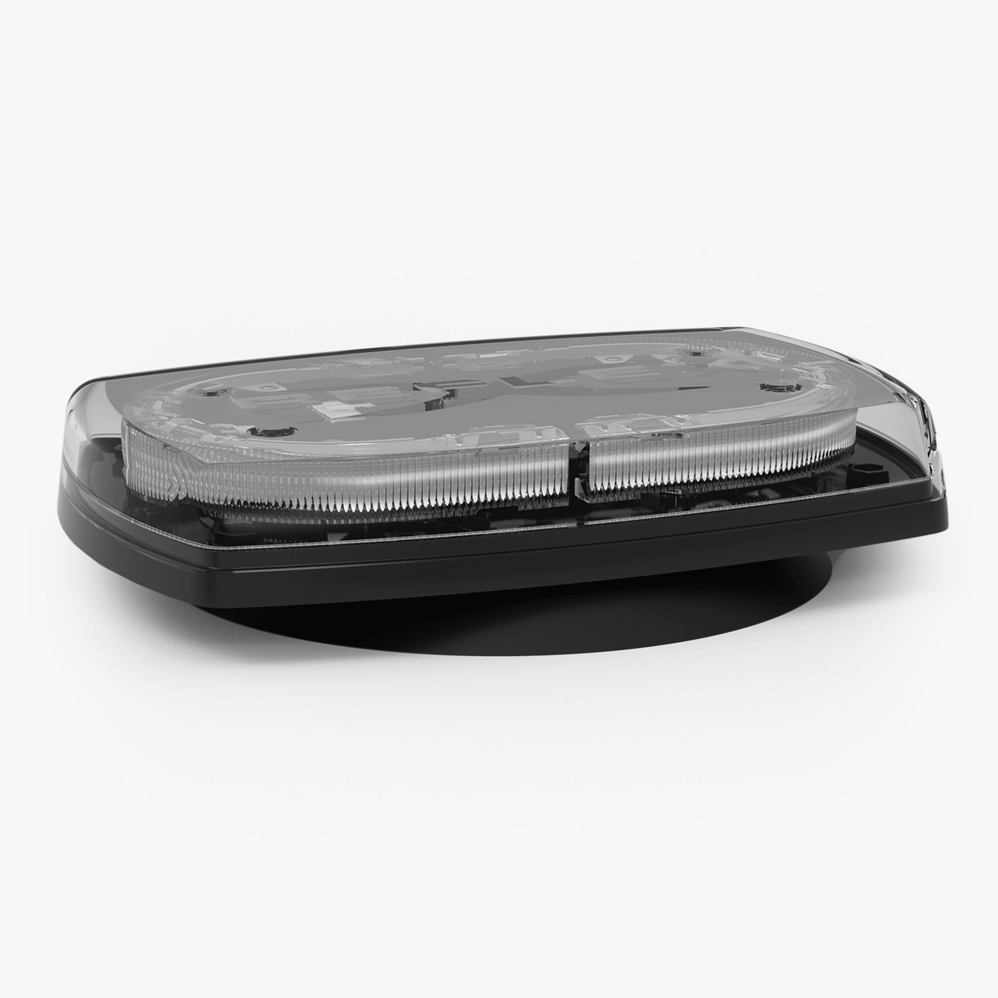 Mini torreta de 48 LED 10" Ámbar/Claro, Lente Transparente, Imán y Encendedor de Vehículo