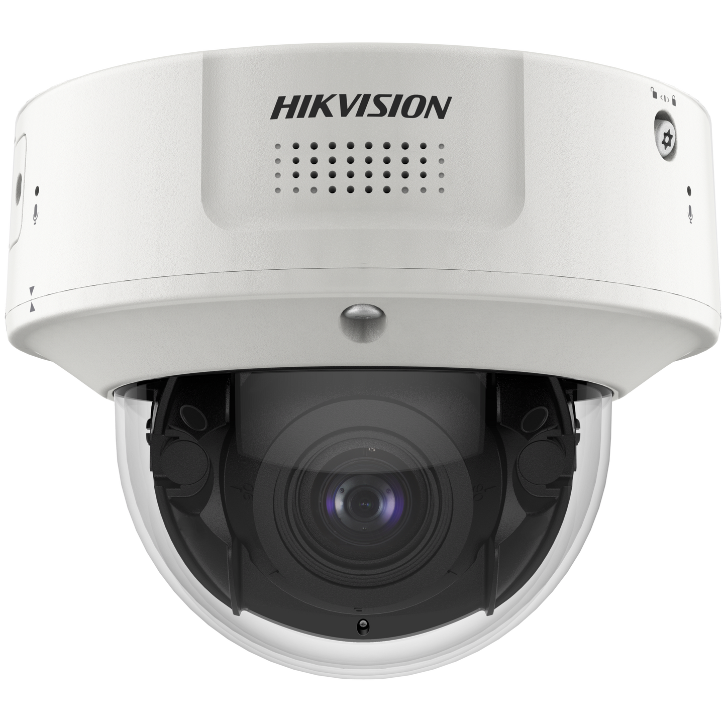 Domo IP 8 Megapixel / Lente Mot. 2.8 a 12 mm / DARKFIGHTER / WDR 120 dB / IK10 / 30 mts IR / Conteo Facial / Detección Facial / Interior / PoE / Búsqueda por Atributos / Micrófono Integrado / Micro SD