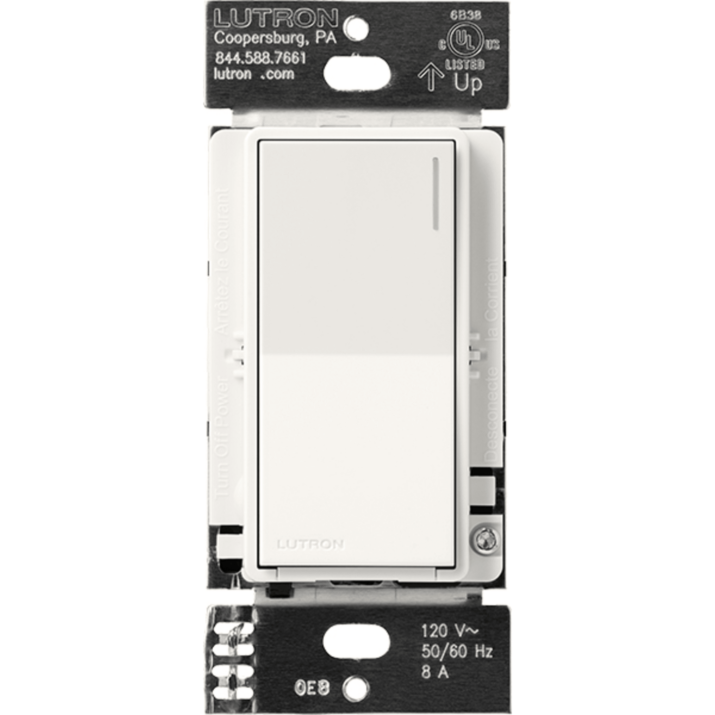 (RadioRa3) Apagador Sunnata color blanco para linea Radio Ra3, 8A de iluminacion, 5.8A Motor