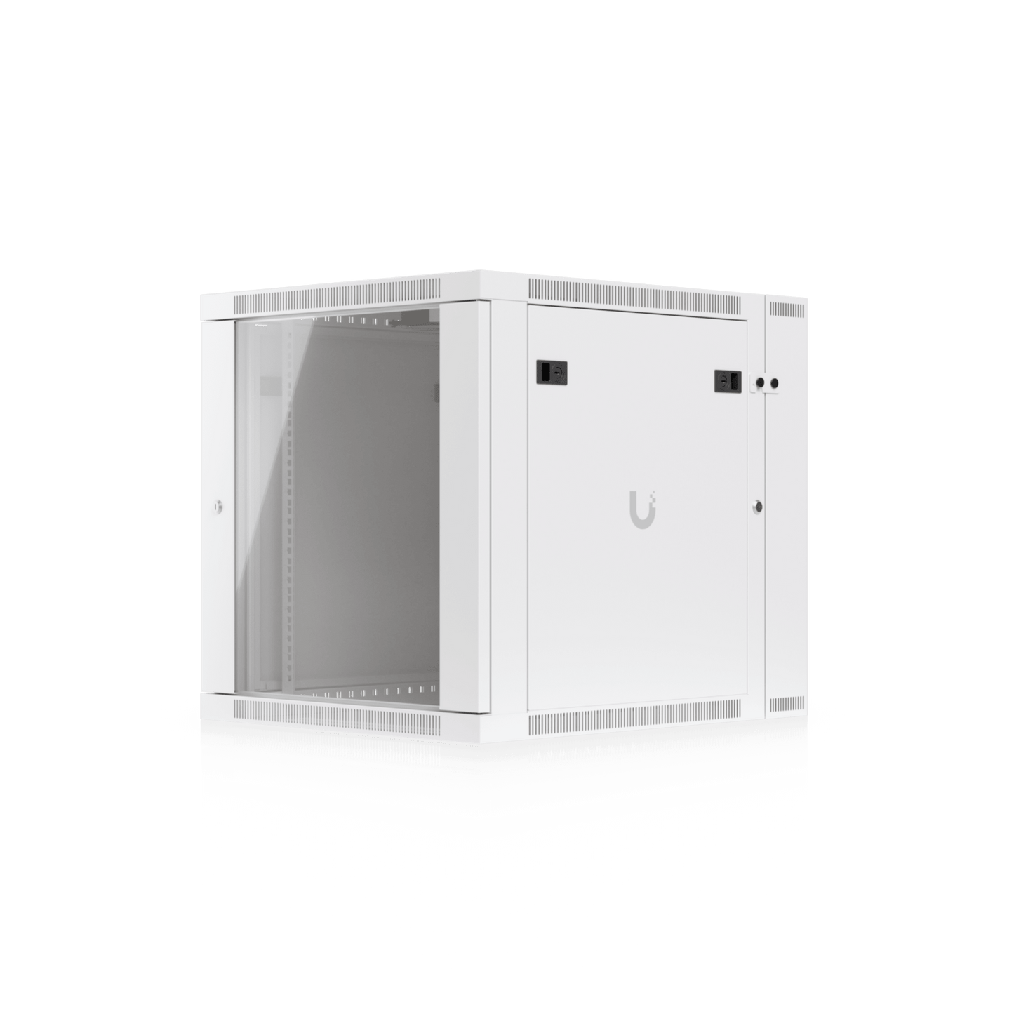 UACC Rack Cabinet 12U (600 x 703 mm) - Gabinete Cerrado para Montaje en Pared con Puerta Frontal de Vidrio Templado, Puerta Trasera Abatible (Swing-Out) y Paneles Laterales Removibles con Llave