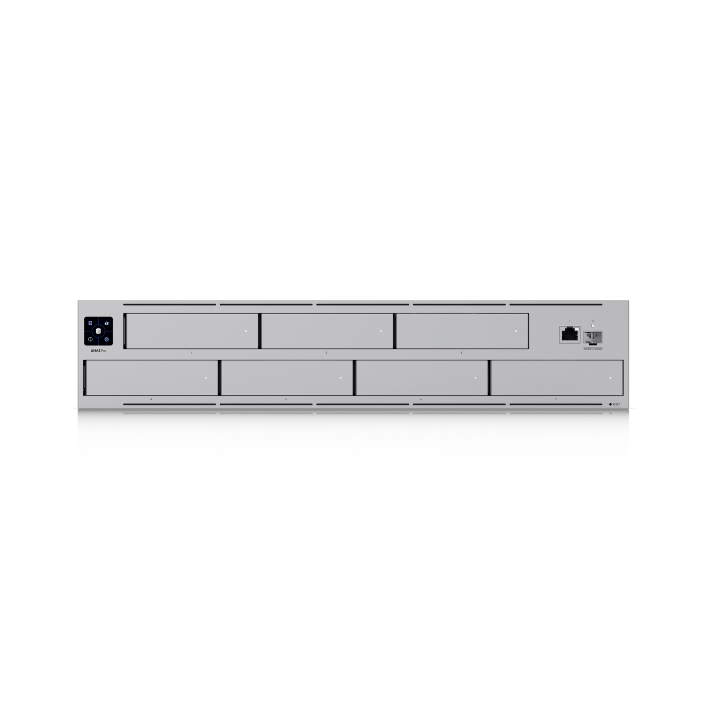 UNAS Pro Servidor de Almacenamiento en Red de 2U Rack con (7) Bahías para HDD/SSD de 2.5/3.5" con 1 Puerto 10GbE y 1 Puerto SFP+ 10G