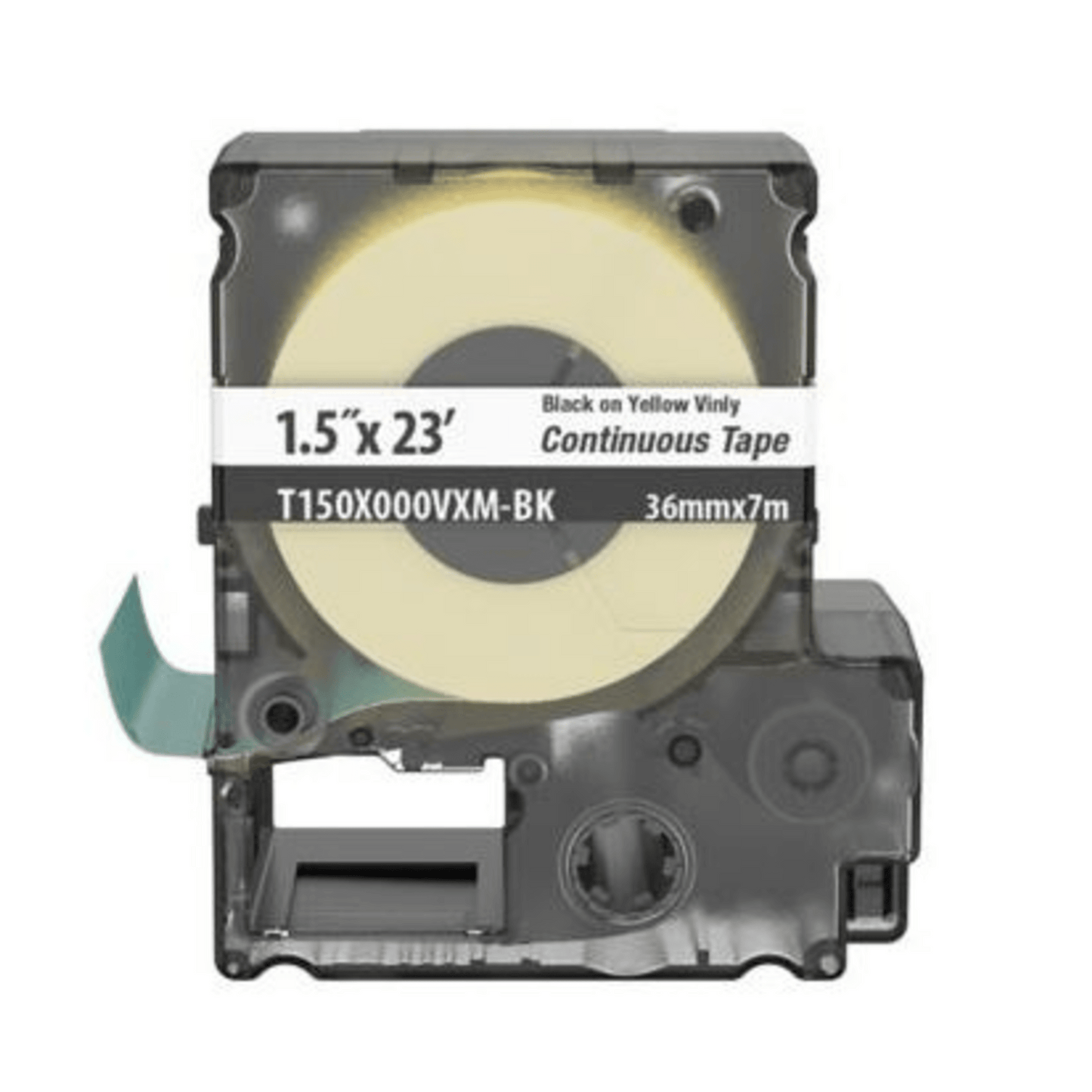 Casete de Etiquetas de Vinilo de Cinta Continua, Color Negro Sobre Amarillo, Uso Interior/Exterior, 36 mm de Ancho x 7 Metros de Largo
