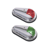Luz de Navegación Bicolor, Acero Inoxidable Pulido, Base Polímero Negro, Lentes Rojo y Verde, 1 Milla Náutica, 12V, 10W, Contactos Bañados en Oro, Para Embarcaciones hasta 12m, Vendido en Pares