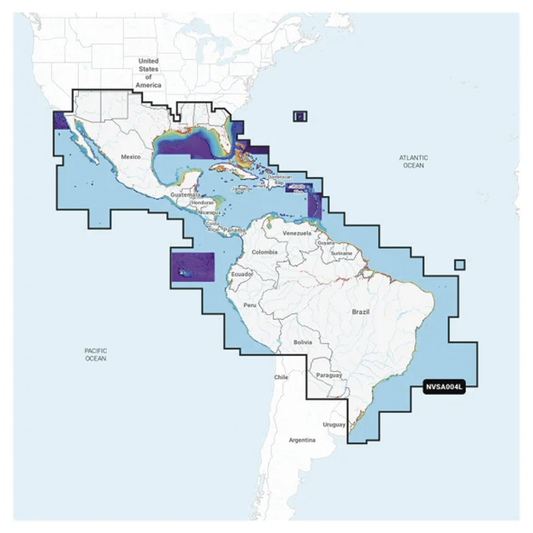 Cobertura Marítima / Costa de México, Centroamérica y Brasil / Incluye Golfo de EE. UU. y Costa Oriental / Bermudas, Bahamas, Cuba, Puerto Rico / Islas Vírgenes, Jamaica, Canal de Panamá / Costa Occidental de Sudam&eacut