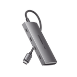 HUB USB-C 3.2 10 Gbps 4 en 1 | 4 Puertos USB-C 3.2 | Thunderbolt | Compatible con MacBook, Chormebook, iMac, iPad Pro, iOS, Windows, Mac OS, Android | Excelente Disipación de Calor | Carcasa de Aluminio | Cable de Nylon Trenzado.