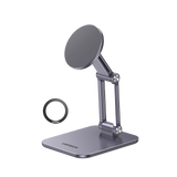 Soporte de Aluminio Magnético para Smartphone | Fuerza Magnética Súper Potente 500g | Compatibilidad IPhone 15/14/13/12 | Apto para celulares Android | Altura y Angulo Ajustable | Protección Antideslizante | Portátil.