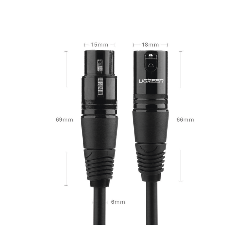 Cable para Micrófono XLR Tipo Canon Macho a Hembra | 15 Metros | Plug & Play | Anti interferencias | Triple Blindaje | Alta Calidad | Color Negro.