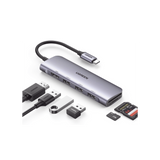 HUB USB-C (Docking Station) 6 en 1 | HDMI 4K@30Hz | 3 Puertos USB 3.0 | Lector Tarjeta SD + Micro SD (TF) Uso Simultáneo | Chip de Última Generación | Potente Disipación de Calor |  Caja de Aluminio.