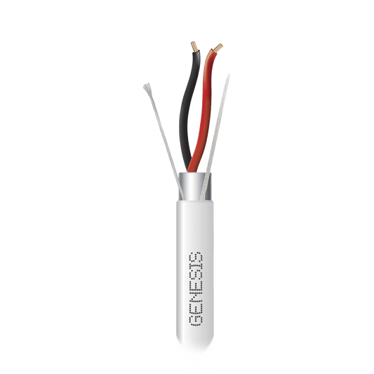 Bobina de 305 M de Cable 2 x 22 AWG BLINDADO / RISER / Color Blanco / Para Aplicaciones de Audio, Seguridad y Control
