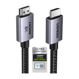 Cable HDMI 2.1 de 8K@60Hz | 3 metros | 48Gbps | HDR10+ | 3D Inversivo| eARC | Dolby ATMOS |   VVR | QMS | QFT | ALLM | 3 modos de Visualización | Certificado HDMI 8K | Niquelado | Nylon Trenzado | Carcasa de Aluminio.