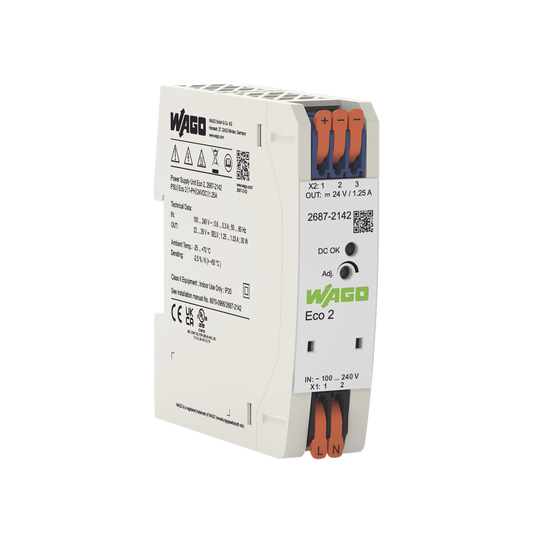 Fuente de Alimentación Eco 2, Monofásico, 24V DC 1.25A, 30W, SELV/PELV, Push-in CAGE CLAMP®, Carril DIN, IP20, MTBF >1.000.000h
