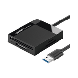 Lector de Tarjetas USB-A 3.0  a CompactFlash (CF)/ MemoryStick (MS)/ TransFlash (TF)/ SecureDigital (SD) | 4 en 1 | 5Gbps | Hasta 2TB | Soporta Windows/Mac OS/Linux/Android | Lectura de tarjetas simultánea | Cable de 15cm.