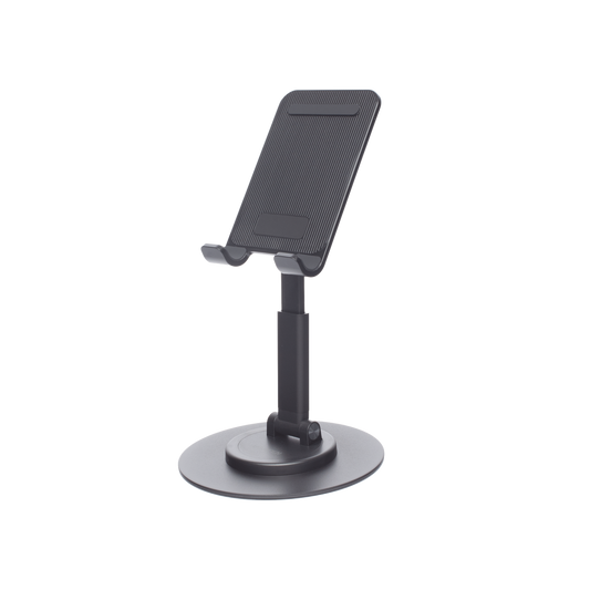 Soporte para Teléfono Celular Giratorio | 360° de Rotación | Angulo Ajustable | Altura Ajustable 17-20cm  | Antideslizante | Ejes Giratorios de Alta Precisión| Plegable | Aluminio | Color Gris