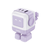 Cargador RobotGaN de 65W Serie UNO | 3 Puertos de Carga R�pida | 2 USB-C | 1 USB-A | PD 3.0 | QC 4.0 | Carga Inteligente | Tecnolog�a GaN II | Zapato Magn�tico Extra�ble | Carcasa Ign�fuga | Pantalla LED