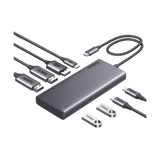HUB USB-C (Docking Revodok 308) 8 en 1 | 2 Puertos HDMI 4K@60Hz | 1 Puerto DisplayPort 4K@60Hz 2 USB-A 10Gbps) | 2 USB-C (10Gbps) | USB-C PD Carga 100W | Chip de Ultima Generacion | Carcasa de Aluminio.