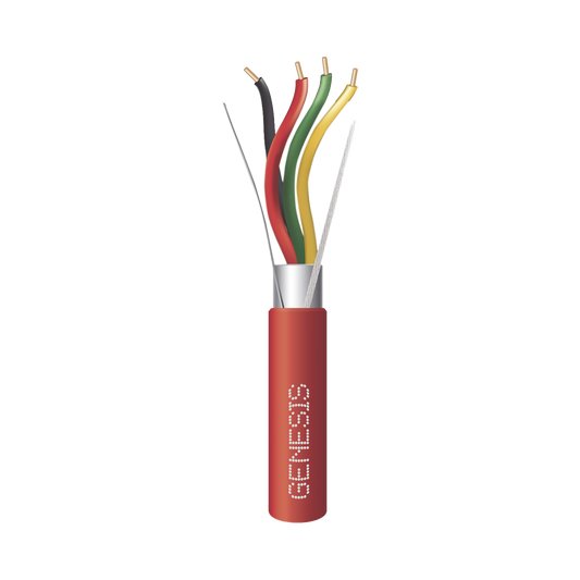 Bobina de 152 Metros de Alambre / 4 x 18 AWG / Riser / BLINDADO / Tipo FPLR / Color Rojo / Para Aplicaciones en Sistemas de Detección de Incendio y Sistemas de Evacuación