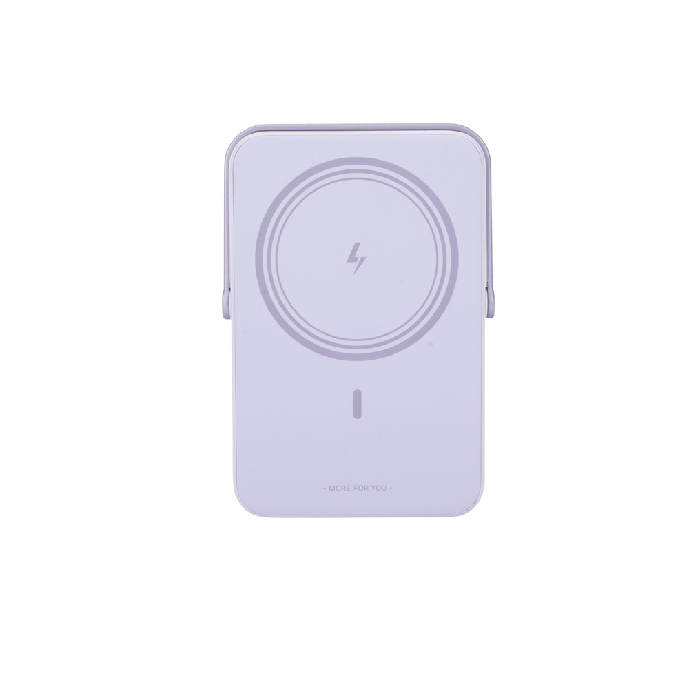 Power Bank Serie UNO Inalambrico | 10000mAh | 7.5W/20W  |  Con Emojis de Estado | Carga Rápida USB-C Bidireccional  | Pantalla TFT  Inteligente | Con Holder | Color Purple.
