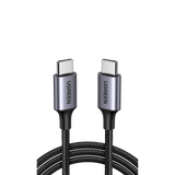 Cable USB-C a USB-C | 2 Metros | Transferencia de datos de 480 Mbps | Carga Rápida de hasta 60W | QC 4.0/3.0/2.0 | PD3.0 | FPC | AFC | Protección Integrada | Caja de Aluminio | Nylon Trenzado | Color Negro.
