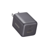 Cargador rápido GaN 1A1C de 20 W y 2 puertos