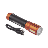 Linterna LED Portátil Recargable 500 Lúmenes con Luz Frontal y Lateral de Trabajo. Lámpara con tapa de Extremo con Imán, USB-C