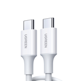 Cable USB-C a USB-C | 1 Metro | Carga Rápida de hasta 60W | Transferencia de datos de 480 Mbps | PD3.0 | QC 4.0/3.0/2.0 | FPC | AFC | Duradero y Flexible| Caja ABS | Cubierta de TPE | Color Blanco.