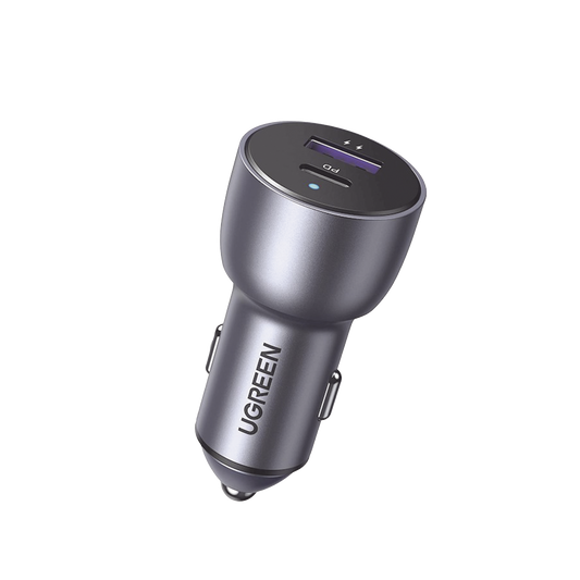 Cargador de Auto 52.5W | Puerto USB-A y USB-C | Carga Rápida | Compatible con Vehículos de 12 y 24 VCD | PD3.0 + QC3.0 | Chip Inteligente | Diseño Compacto  Mayor Eficiencia Energética | Caja de Aluminio.