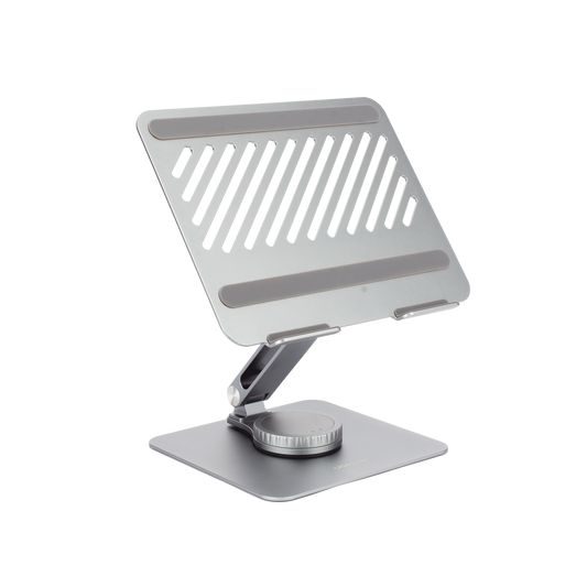 Soporte Giratorio de Aluminio para Laptop | Giratorio 360° | Función de Bloqueo | Soporta Laptops de 10 a 17.3''| Capacidad de Carga 5Kg | Excelente Estabilidad | Diseño Ergonómico | Altura y Angulo Ajustable | Plegable y Port&amp