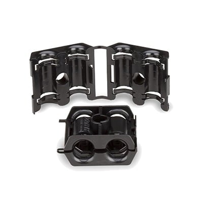 Sujetador doble para cable con diámetro de 9 a 12 mm. Paquete de 10 piezas