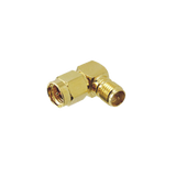 Adaptador en Ángulo Recto, de Conector SMA Macho a SMA Hembra Inverso, Oro/ Oro/ Teflón.