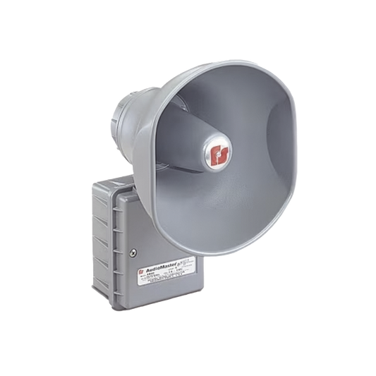 AudioMaster® Altavoz de bocina reentrante para megafonía y anunciamiento público, 15 W de Potencia, Listado contra incendios UL, Color Gris