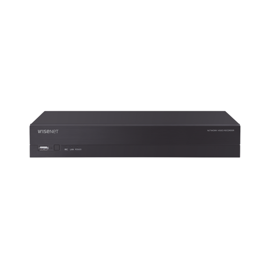 NVR 8 canales soporta hasta 8MP / H.265 / P2P Wisenet / 8 puertos PoE Plug and Play.