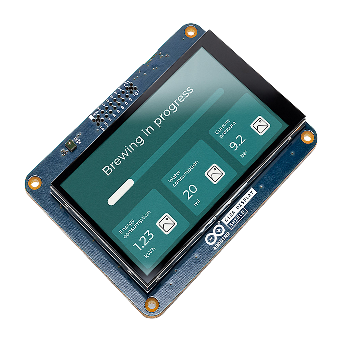 Shield Display Táctil Arduino GIGA / Pantalla TFT 3.97" 480x800 / Touch Capacitivo 5 Puntos / IMU 6 Ejes BMI270 / Micrófono Digital MEMS / LED RGB / Compatible GIGA R1 WiFi