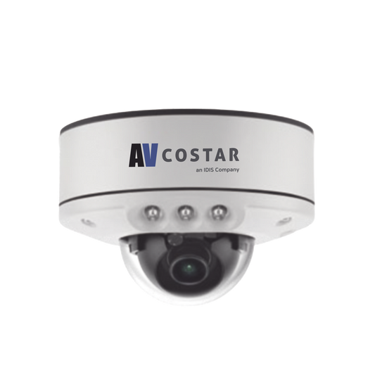 Domo IP Lente Fijo 2.8mm | 8 MP (4K) | Montaje Empotrado | Exterior | 850 nm LEDs | 15M IR NightView  | H.265 | IK10 | 120 dB WDR | I/O Audio Y Alarma | Soporta MicroSD hasta 1TB | ONVIF | PoE | Cruce de línea | Intrusión |  Merodeo | NDAA