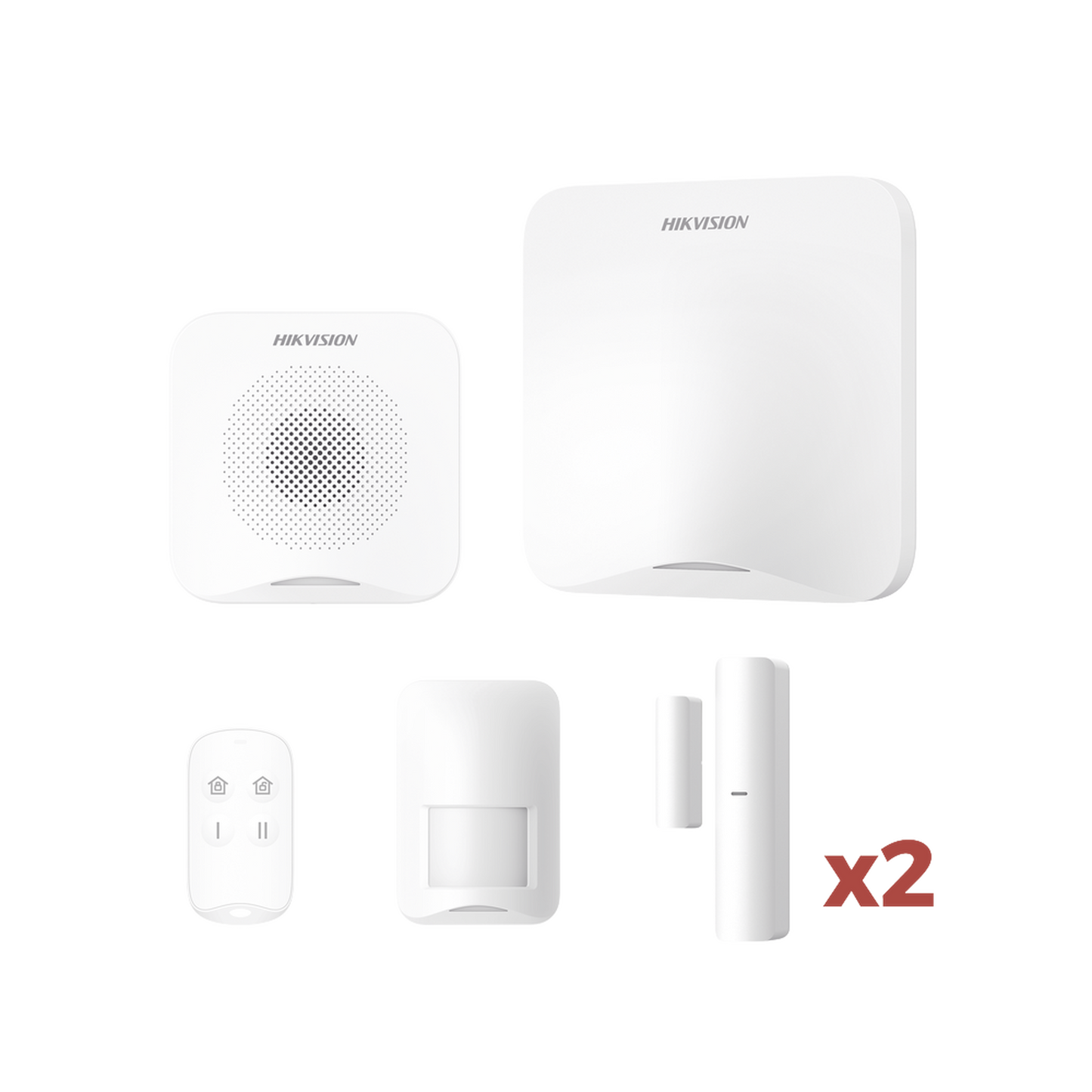 (AX HOME) KIT de Alarma AX HOME / Incluye: 1 Hub con batería de respaldo / 1 Llavero / 1 PIR / 2 Contactos Magnéticos / 1 Sirena / Wi-Fi / Compatible con Hik-Connect P2P y Hik-Partner PRO