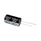 Capacitor Electrolítico en Aluminio, Radial de 2200 µFd, 25 Vcc, 105 °C, 13 x 25 mm.