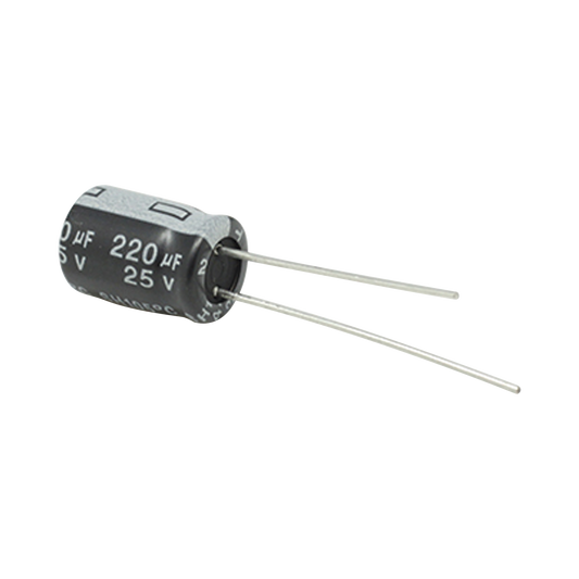 Capacitor Electrolítico de Aluminio, Radial de 220 µFd, 25 Vcc, 105 °C, 8 x 11 mm, .